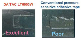Photograph of tape after oil test.